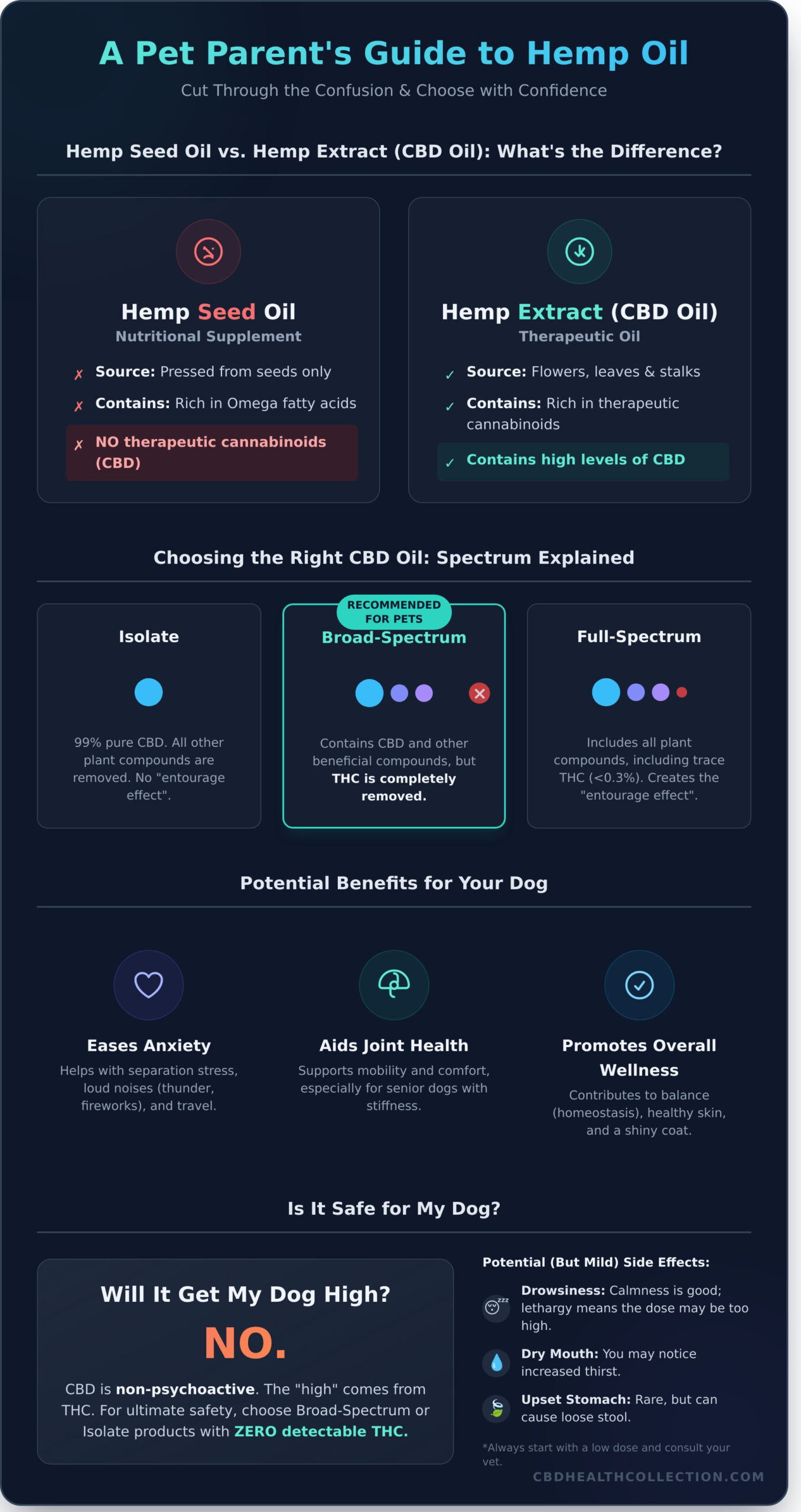 Hemp Oil for Dogs: A Complete Guide to Benefits, Safety, and Dosing - Infographic