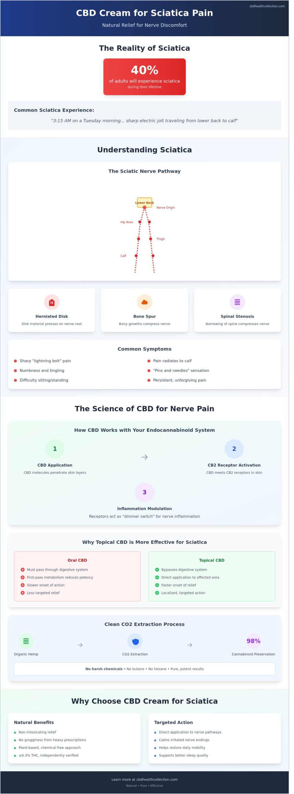 CBD Cream for Sciatica Pain: A Targeted Guide to Natural Relief in 2026 - Infographic