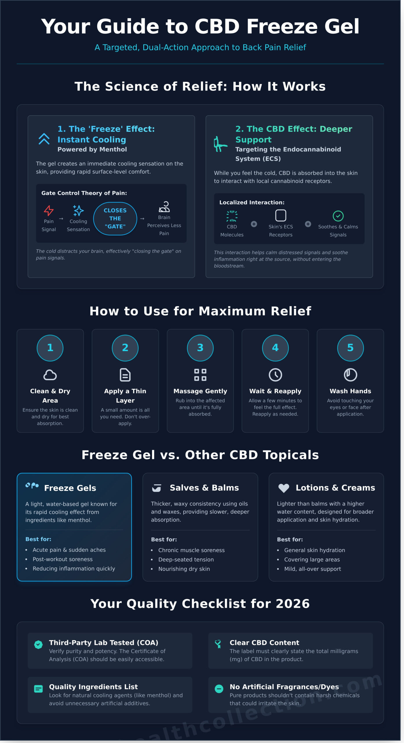 CBD Freeze Gel for Back Pain: Your Guide to Cooling Relief in 2026 - Infographic