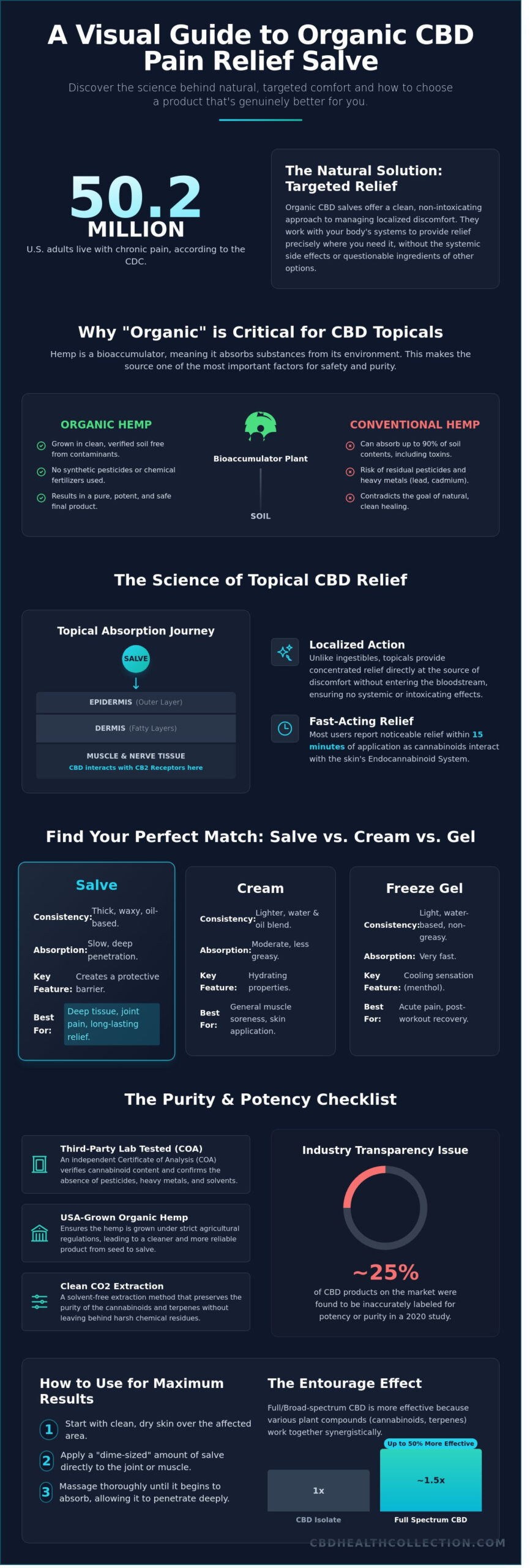 Organic CBD Pain Relief Salve: The Ultimate Guide to Natural Comfort - Infographic