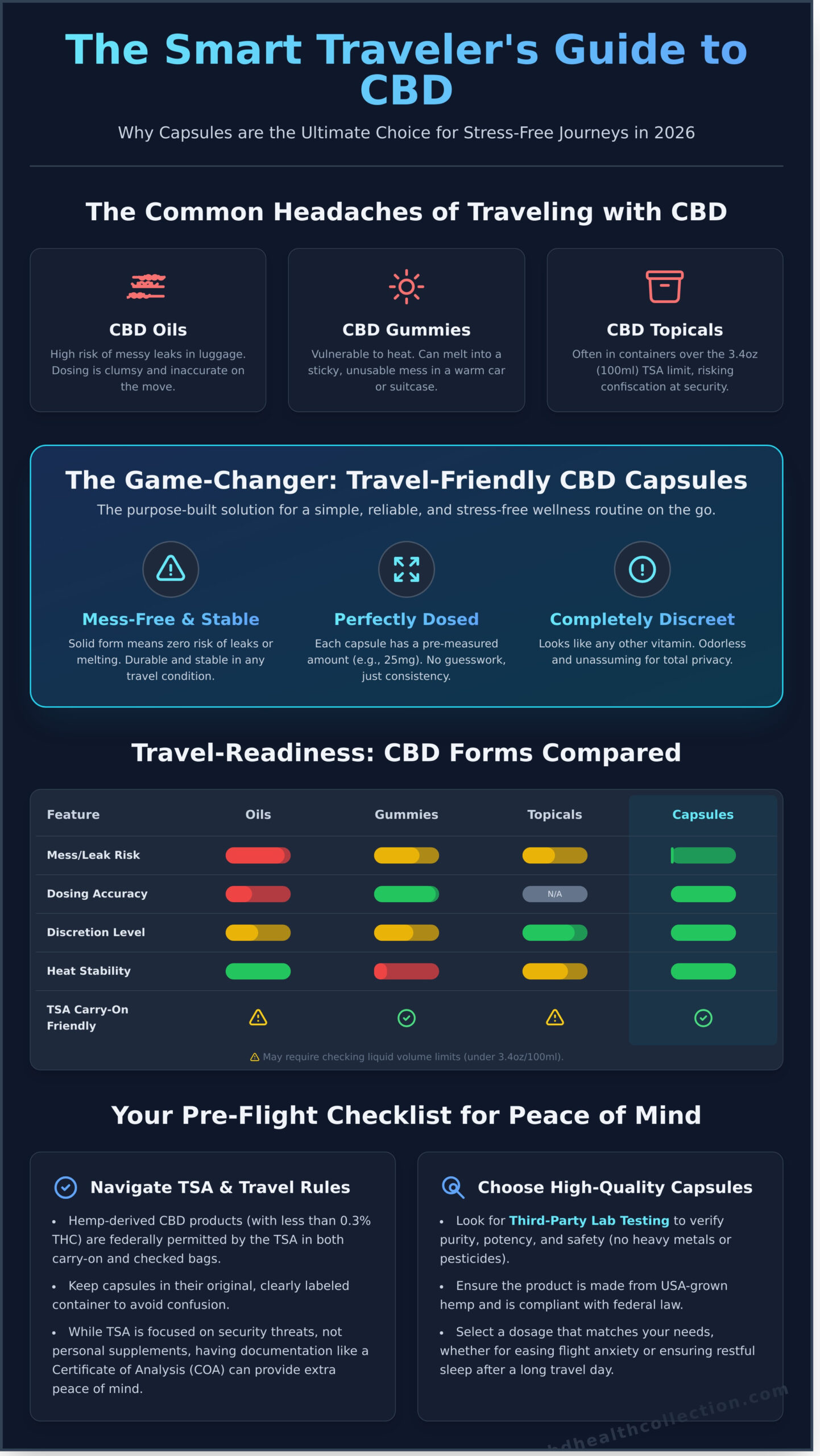 Travel-Friendly CBD Capsules: The Ultimate Guide for 2026 - Infographic